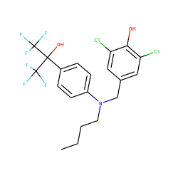 CCCCN(Cc1cc(Cl)c(O)c(Cl)c1)c1ccc(C(O)(C(F)(F)F)C(F)(F)F)cc1 ZINC000034946707