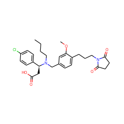 CCCCN(Cc1ccc(CCCN2C(=O)CCC2=O)c(OC)c1)[C@@H](CC(=O)O)c1ccc(Cl)cc1 ZINC000220752915