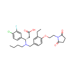 CCCCN(Cc1ccc(OCCN2C(=O)CCC2=O)c(CC)c1)[C@@H](CC(=O)O)c1ccc(Cl)c(F)c1 ZINC000207148187