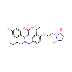 CCCCN(Cc1ccc(OCCN2C(=O)CCC2=O)c(CC)c1)[C@@H](CC(=O)O)c1ccc(Cl)cc1 ZINC000207164454