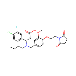 CCCCN(Cc1ccc(OCCN2C(=O)CCC2=O)c(OC)c1)[C@@H](CC(=O)O)c1ccc(Cl)c(F)c1 ZINC000225128228