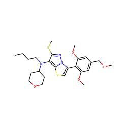 CCCCN(c1c(SC)nn2c(-c3c(OC)cc(COC)cc3OC)csc12)C1CCOCC1 ZINC000096172636