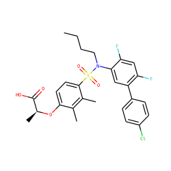 CCCCN(c1cc(-c2ccc(Cl)cc2)c(F)cc1F)S(=O)(=O)c1ccc(O[C@@H](C)C(=O)O)c(C)c1C ZINC000071296439