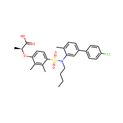 CCCCN(c1cc(-c2ccc(Cl)cc2)ccc1C)S(=O)(=O)c1ccc(O[C@@H](C)C(=O)O)c(C)c1C ZINC000071329959