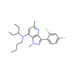 CCCCN(c1cc(C)nc2c(-c3ccc(Cl)cc3Cl)nn(C)c12)C(CC)CC ZINC000013553424