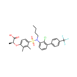 CCCCN(c1cccc(-c2ccc(C(F)(F)F)cc2)c1Cl)S(=O)(=O)c1ccc(O[C@@H](C)C(=O)O)c(C)c1C ZINC000071329201