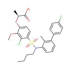 CCCCN(c1cccc(-c2ccc(Cl)cc2)c1C)S(=O)(=O)c1ccc(O[C@@H](C)C(=O)O)c(OC)c1Cl ZINC000071318877