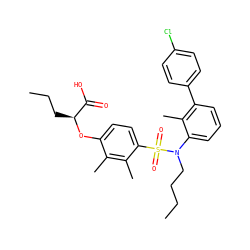 CCCCN(c1cccc(-c2ccc(Cl)cc2)c1C)S(=O)(=O)c1ccc(O[C@@H](CCC)C(=O)O)c(C)c1C ZINC000071317826