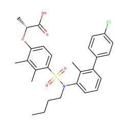 CCCCN(c1cccc(-c2ccc(Cl)cc2)c1C)S(=O)(=O)c1ccc(O[C@H](C)C(=O)O)c(C)c1C ZINC000071297002