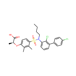 CCCCN(c1cccc(-c2ccc(Cl)cc2)c1Cl)S(=O)(=O)c1ccc(O[C@@H](C)C(=O)O)c(C)c1C ZINC000071316721