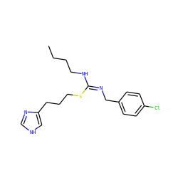 CCCCN/C(=N/Cc1ccc(Cl)cc1)SCCCc1c[nH]cn1 ZINC000073169939