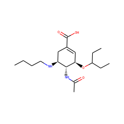 CCCCN[C@H]1CC(C(=O)O)=C[C@@H](OC(CC)CC)[C@@H]1NC(C)=O ZINC000299831503