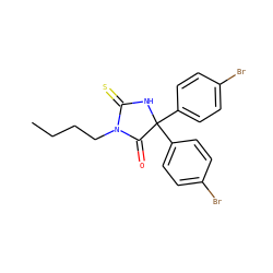 CCCCN1C(=O)C(c2ccc(Br)cc2)(c2ccc(Br)cc2)NC1=S ZINC000013642241