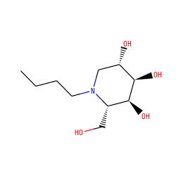 CCCCN1C[C@H](O)[C@@H](O)[C@@H](O)[C@@H]1CO ZINC000011681341