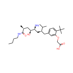 CCCCNC(=O)[C@@H](C)C[C@H](O)[C@@H](N)C[C@H](Cc1ccc(C(C)(C)C)c(OCC(=O)O)c1)C(C)C ZINC000026651291