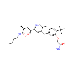 CCCCNC(=O)[C@@H](C)C[C@H](O)[C@@H](N)C[C@H](Cc1ccc(C(C)(C)C)c(OCC(N)=O)c1)C(C)C ZINC000003960684