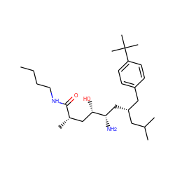 CCCCNC(=O)[C@@H](C)C[C@H](O)[C@@H](N)C[C@H](Cc1ccc(C(C)(C)C)cc1)CC(C)C ZINC000026657091