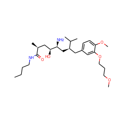 CCCCNC(=O)[C@@H](C)C[C@H](O)[C@@H](N)C[C@H](Cc1ccc(OC)c(OCCCOC)c1)C(C)C ZINC000014967507