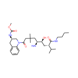 CCCCNC(=O)[C@@H](C[C@H](O)[C@@H](N)CC(C)(C)CC(=O)N1C[C@H](NC(=O)OC)Cc2ccccc21)C(C)C ZINC000003929206
