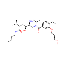 CCCCNC(=O)[C@@H](C[C@H](O)[C@@H](N)CN(C(=O)c1ccc(CC)c(OCCCOC)c1)C(C)C)C(C)C ZINC000062188945