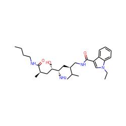 CCCCNC(=O)[C@H](C)C[C@H](O)[C@@H](N)C[C@@H](CNC(=O)c1cn(CC)c2ccccc12)C(C)C ZINC000064453849
