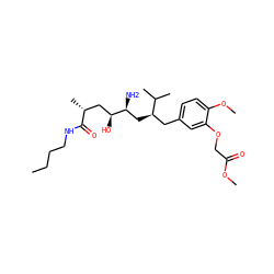 CCCCNC(=O)[C@H](C)C[C@H](O)[C@@H](N)C[C@H](Cc1ccc(OC)c(OCC(=O)OC)c1)C(C)C ZINC000014967473