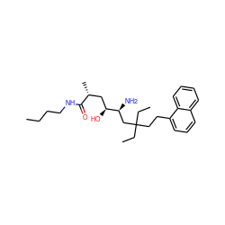 CCCCNC(=O)[C@H](C)C[C@H](O)[C@@H](N)CC(CC)(CC)CCc1cccc2ccccc12 ZINC000029390404