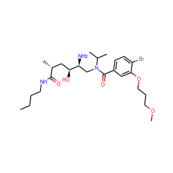 CCCCNC(=O)[C@H](C)C[C@H](O)[C@@H](N)CN(C(=O)c1ccc(Br)c(OCCCOC)c1)C(C)C ZINC000070631613