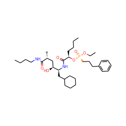 CCCCNC(=O)[C@H](C)C[C@H](O)[C@H](CC1CCCCC1)NC(=O)[C@@H](CCCC)O[P@@](=O)(CCCc1ccccc1)OCC ZINC000027553834