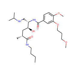 CCCCNC(=O)[C@H](C)C[C@H](O)[C@H](CNC(C)C)NC(=O)c1ccc(OC)c(OCCCOC)c1 ZINC000056836692