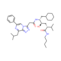 CCCCNC(=O)[C@H](C[C@@H](O)[C@@H](CC1CCCCC1)NC(=O)Cc1nnc2c(CC(C)C)nc(-c3ccccc3)cn12)C(C)C ZINC000026402890