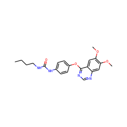 CCCCNC(=O)Nc1ccc(Oc2ncnc3cc(OC)c(OC)cc23)cc1 ZINC000071330047