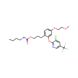 CCCCNC(=O)OCCCc1ccc(OCCOC)cc1Oc1ncc(C(F)(F)F)cc1Cl ZINC000084603965