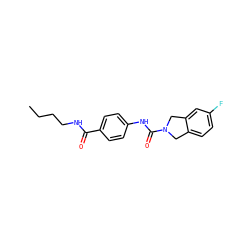 CCCCNC(=O)c1ccc(NC(=O)N2Cc3ccc(F)cc3C2)cc1 ZINC000166901508