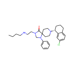 CCCCNCCN1CN(c2ccccc2)C2(CCN([C@@H]3CCCc4ccc(Cl)cc43)CC2)C1=O ZINC000040900872
