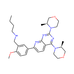 CCCCNCc1cc(-c2ccc3c(N4CCOC[C@@H]4C)nc(N4CCOC[C@@H]4C)nc3n2)ccc1OC ZINC000139437206