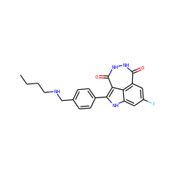 CCCCNCc1ccc(-c2[nH]c3cc(F)cc4c(=O)[nH][nH]c(=O)c2c34)cc1 ZINC000473082517