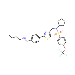 CCCCNCc1ccc(-c2nc(CN(C3CCCC3)S(=O)(=O)c3ccc(OC(F)(F)F)cc3)cs2)cc1 ZINC000066104585