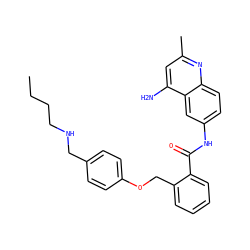 CCCCNCc1ccc(OCc2ccccc2C(=O)Nc2ccc3nc(C)cc(N)c3c2)cc1 ZINC000071318578