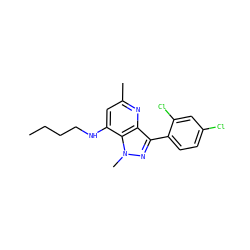 CCCCNc1cc(C)nc2c(-c3ccc(Cl)cc3Cl)nn(C)c12 ZINC000013553413