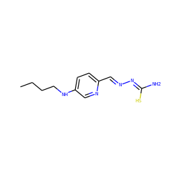 CCCCNc1ccc(/C=N/N=C(/N)S)nc1 ZINC000013756694