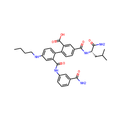 CCCCNc1ccc(-c2ccc(C(=O)N[C@@H](CC(C)C)C(N)=O)cc2C(=O)O)c(C(=O)Nc2cccc(C(N)=O)c2)c1 ZINC000028641062