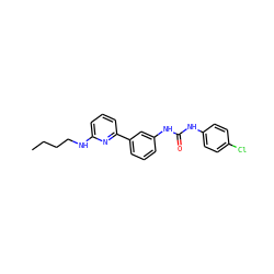 CCCCNc1cccc(-c2cccc(NC(=O)Nc3ccc(Cl)cc3)c2)n1 ZINC000299820597