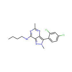 CCCCNc1nc(C)nc2c(-c3ccc(Cl)cc3Cl)n(C)nc12 ZINC000013445099
