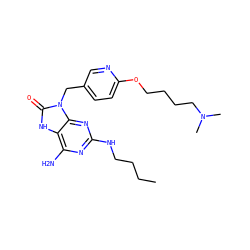 CCCCNc1nc(N)c2[nH]c(=O)n(Cc3ccc(OCCCCN(C)C)nc3)c2n1 ZINC000095595170