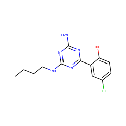 CCCCNc1nc(N)nc(-c2cc(Cl)ccc2O)n1 ZINC000013125569