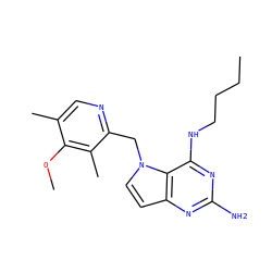 CCCCNc1nc(N)nc2ccn(Cc3ncc(C)c(OC)c3C)c12 ZINC000208961694
