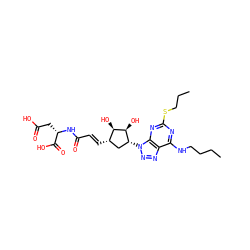 CCCCNc1nc(SCCC)nc2c1nnn2[C@@H]1C[C@H](/C=C/C(=O)N[C@@H](CC(=O)O)C(=O)O)[C@@H](O)[C@H]1O ZINC000028957388