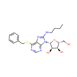 CCCCNc1nc2c(SCc3ccccc3)ncnc2n1[C@@H]1O[C@H](CO)[C@@H](O)[C@H]1O ZINC000013607475