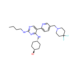 CCCCNc1ncc(-c2ccc(CN3CCC(F)(F)CC3)cn2)c(N[C@H]2CC[C@H](O)CC2)n1 ZINC000261141663